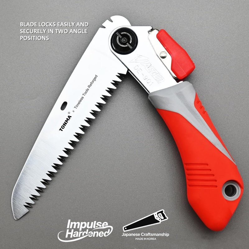 TONMA JP TONMA Folding Saw [Made in Korea] 5 "(130mm) Medium Teeth Small Pocket Pruning Hand Saw for Wood Cutting, Outdoor Camping, Gardening, Japanese Craft Plating Impulse Hardened Stainless Blade - Image 5